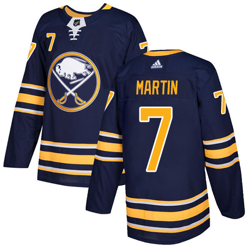 Men Adidas Buffalo Sabres #7 Rick Martin Navy Blue Home Authentic Stitched NHL Jersey->buffalo sabres->NHL Jersey